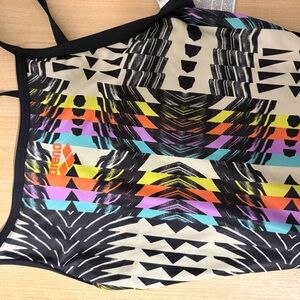 Barena Multicolor Geometric Swim Top with Black Trim